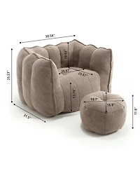 Soft Bean Bag Chair with Footstool, Comfortable Sofa for Gaming, Reading, and Tv-The Pop Home
