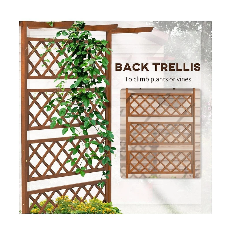 Chic Crate Outsunny Wood Planter with Trellis Privacy Screen