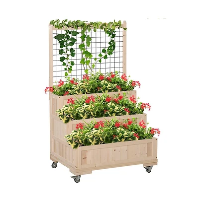 Chic Crate Outsunny 3-Tier Raised Garden Bed with Trellis