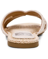 Dv Dolce Vita Women's Geeya Raffia Criss Cross Strap Flat Slide Sandals