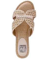 Dv Dolce Vita Women's Geeya Raffia Criss Cross Strap Flat Slide Sandals