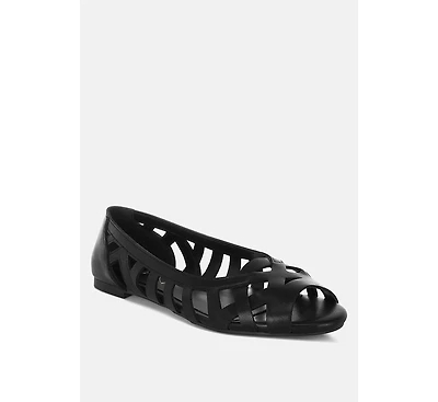 London Rag Moira Woven Peep Toe Flats Women