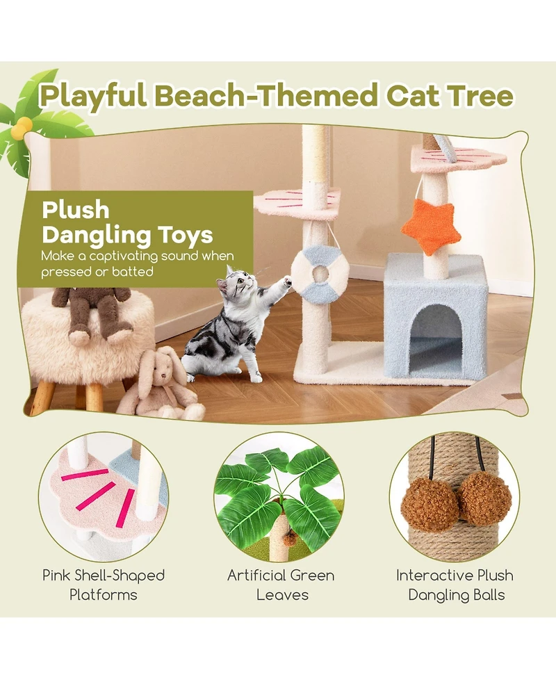 Gymax 71'' Large Cat Tree Multi-level Cat Tower Furniture w/ Scratching Ramp