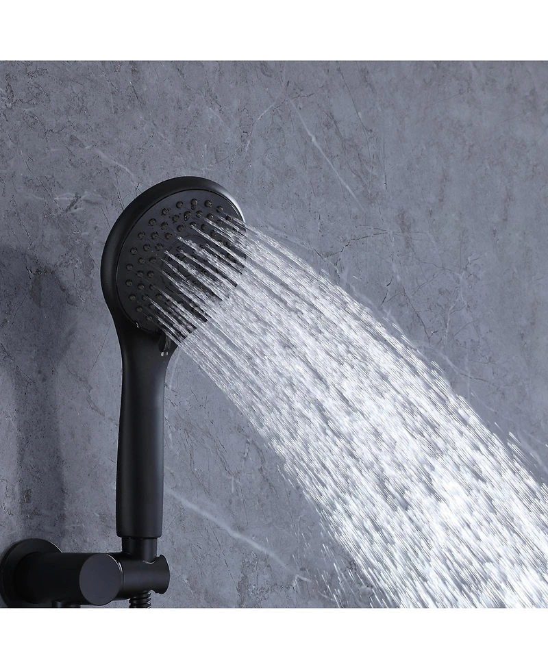 Single-Handle 2-Spray Round High Pressure Shower Faucet in Matte Black (Valve Included)