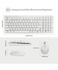 Wireless Mechanical Keyboard And Mouse - Low-Profile Red Switch, Semi-Quiet Typing, 98-Key Mechanical Keyboard for Windows, MacOS, Pc