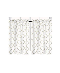 Kate Aurora Set of 2 Linen Colored Trellis Rod Pocket Kitchen Curtain Tiers