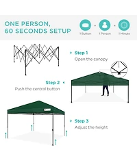 Best Choice Products 12x12ft Easy Setup Pop Up Canopy w/ 1-Button Setup, Wheeled Case, 4 Weight Bags