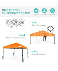Best Choice Products 12x12ft Easy Setup Pop Up Canopy w/ 1-Button Setup, Wheeled Case, 4 Weight Bags