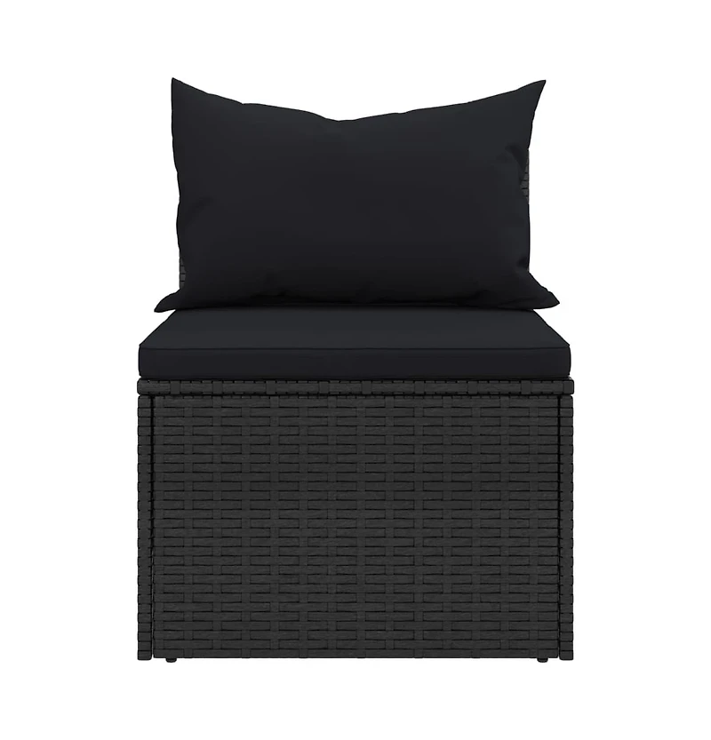 Garden Middle Sofa Black Poly Rattan Medium Modular