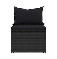 Garden Middle Sofa Black Poly Rattan Medium Modular