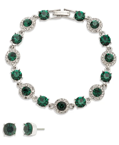 Givenchy Crystal Stone Bracelet and Stud Earrings Set
