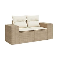 Garden Sofa Beige Poly Rattan Large Modular Garden Sofa