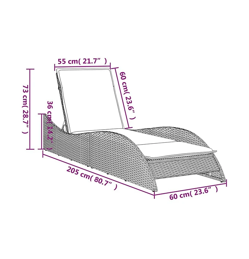 Patio Sun Lounger Light gray
