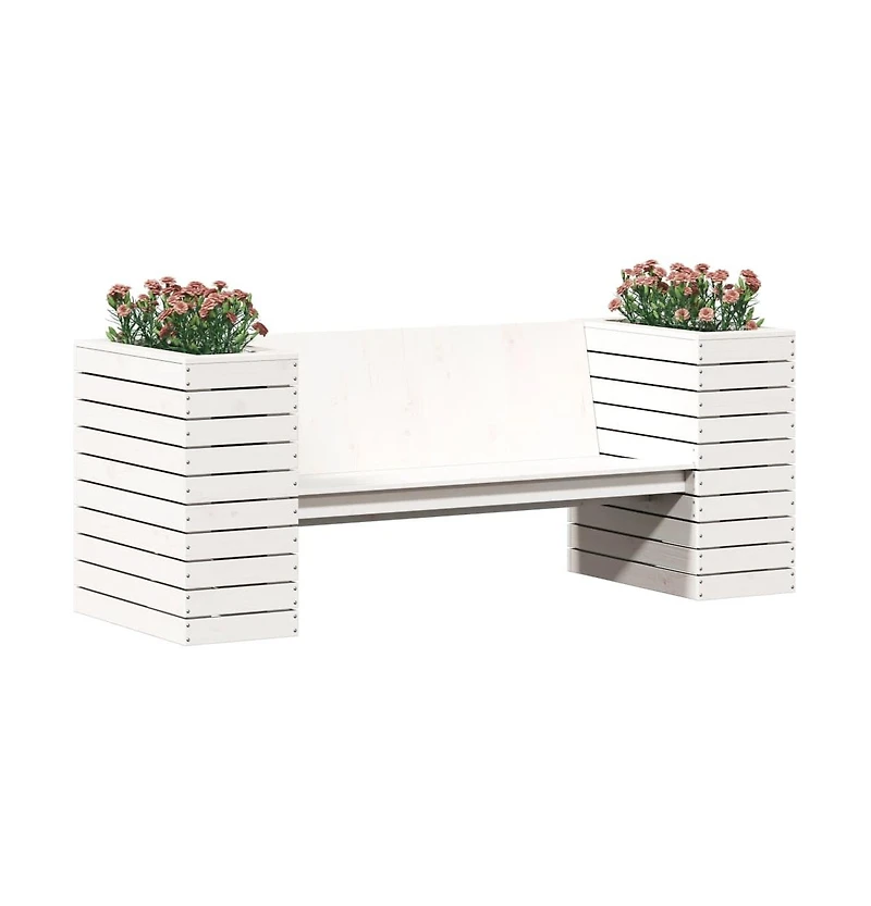 Planter Bench White Solid pine wood Medium Planters