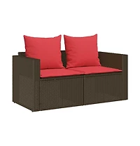 5 Piece Patio Sofa Set with Cushions Stackable Poly Rattan