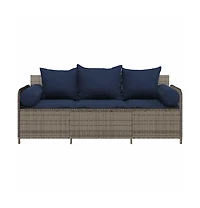 Patio Sofa with Cushions 3-Seater Gray Poly Rattan