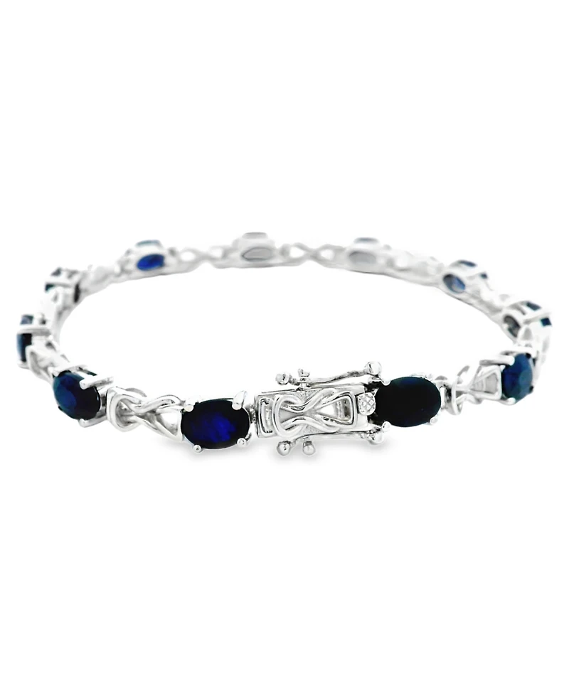 Macy's Oval Sapphire (11 ct. t.w.) and Diamond Bracelet (0.005 ct. t.w.) in Sterling Silver