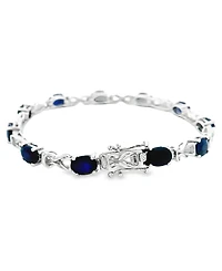 Macy's Oval Sapphire (11 ct. t.w.) and Diamond Bracelet (0.005 ct. t.w.) in Sterling Silver
