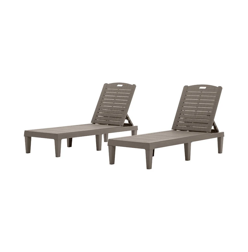 Chic Crate 2-Piece Outdoor Chaise Lounge Chair Set, Adjustable Resin Pool Loungers for Patio, Poolside & Beach