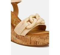 London Rag Emelda Chain Link Detail Wedge Sandals Women