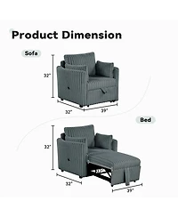 Boyel Living Convertible Sofa Bed Chair Pullout Single Sleeper with Usb and Pillows for Room