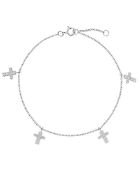 Macy's Cubic Zirconia Cross Bracelet (0.24 ct. t.w.) in Sterling Silver