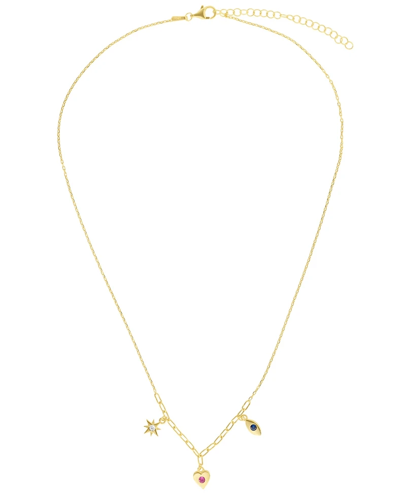 Macy's Cubic Zirconia Starburst Necklace (0.12 ct. t.w.) in 14K Gold Over Sterling Silver