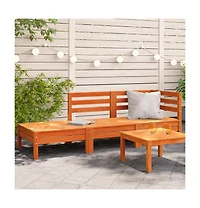 vidaXL Garden Sofa Wax Brown Solid Pine Wood 3-Seater Modular