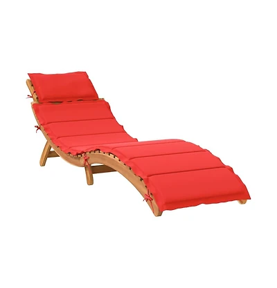Sunlounger Red Solid acacia wood, 100% polyester cushion Standard