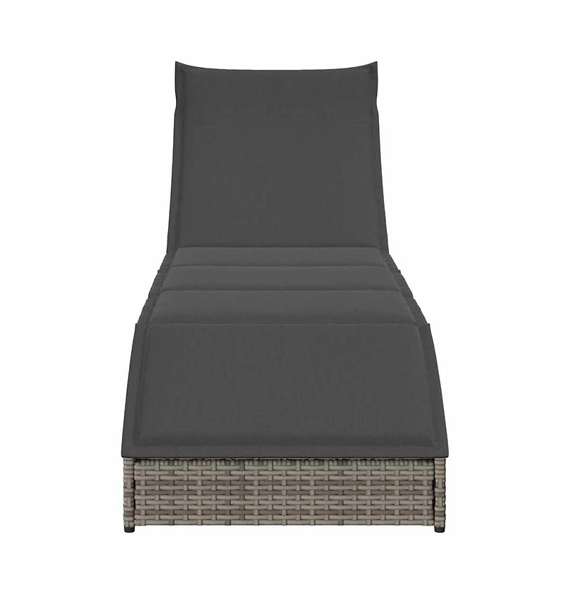 vidaXL Folding Sun Lounger Grey Pe rattan, powder-coated steel Standard