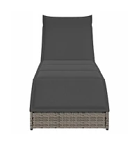 vidaXL Folding Sun Lounger Grey Pe rattan, powder-coated steel Standard