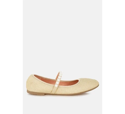 London Rag Corphee Pearl Strapped Glitter Ballerinas Women