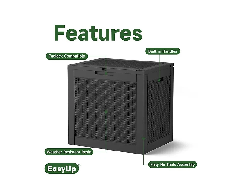 Chic Crate - StormForce Compact 30Gal Deck Box - Waterproof Nano-Resin w/ SecureLatch Pro & SpaceSaver Design - Patio Furniture/Kids Toys Storage