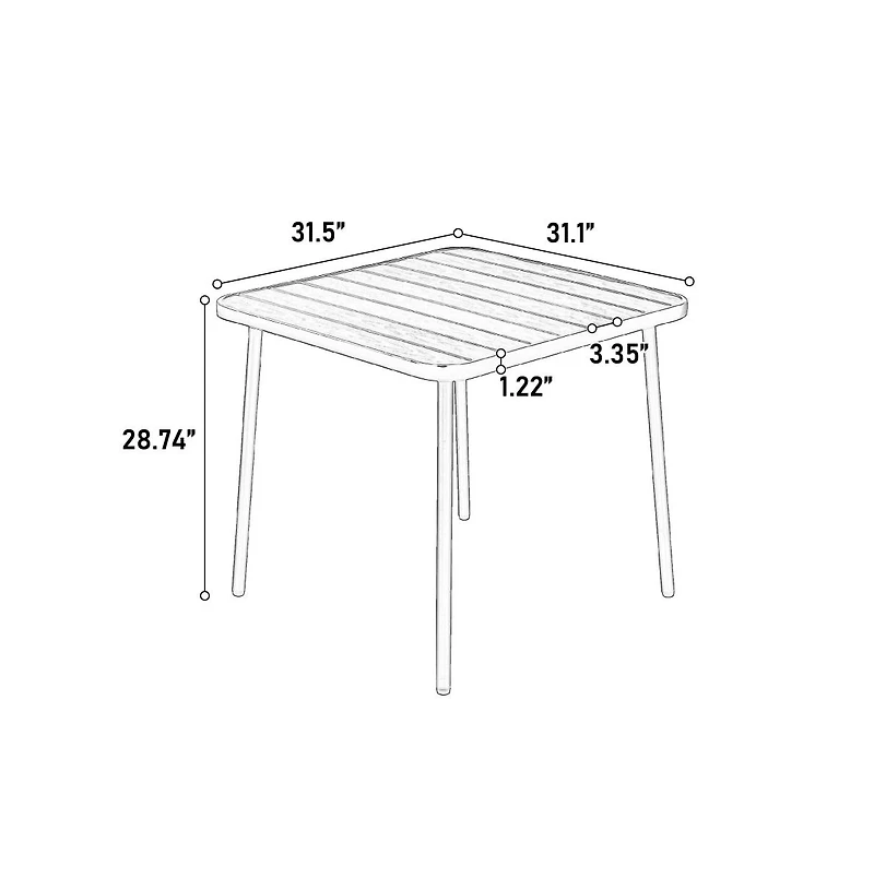 Chic Crate-5-Piece Steel Table & Plastic Chair Outdoor Dining Set - Black Weatherproof Patio Furniture for Garden, Backyard