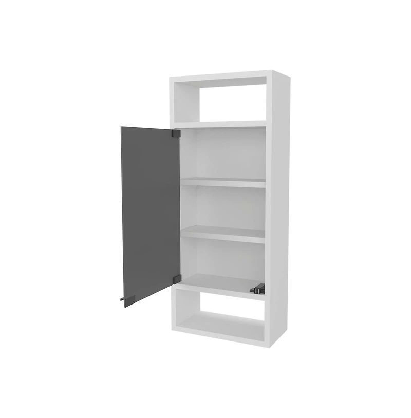 Chic Crate-Pine-Like Medicine Cabinet Mirrored Door & Open Storage | White