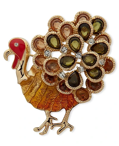 Anne Klein Enamel & Glass Stones Turkey Pin