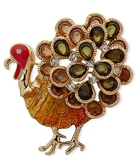 Anne Klein Enamel & Glass Stones Turkey Pin