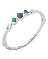 Anne Klein Abalone Silver-Tone Smooth Cab Open Hinge Bracelet