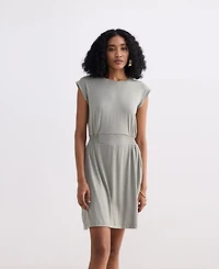 Reistor Women's Short Dress With Smocking Side Detail Light Olive