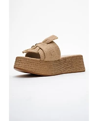 Prologue Shoes Shara Braided Bow & Bee Buckle Platform Sandal (Women)