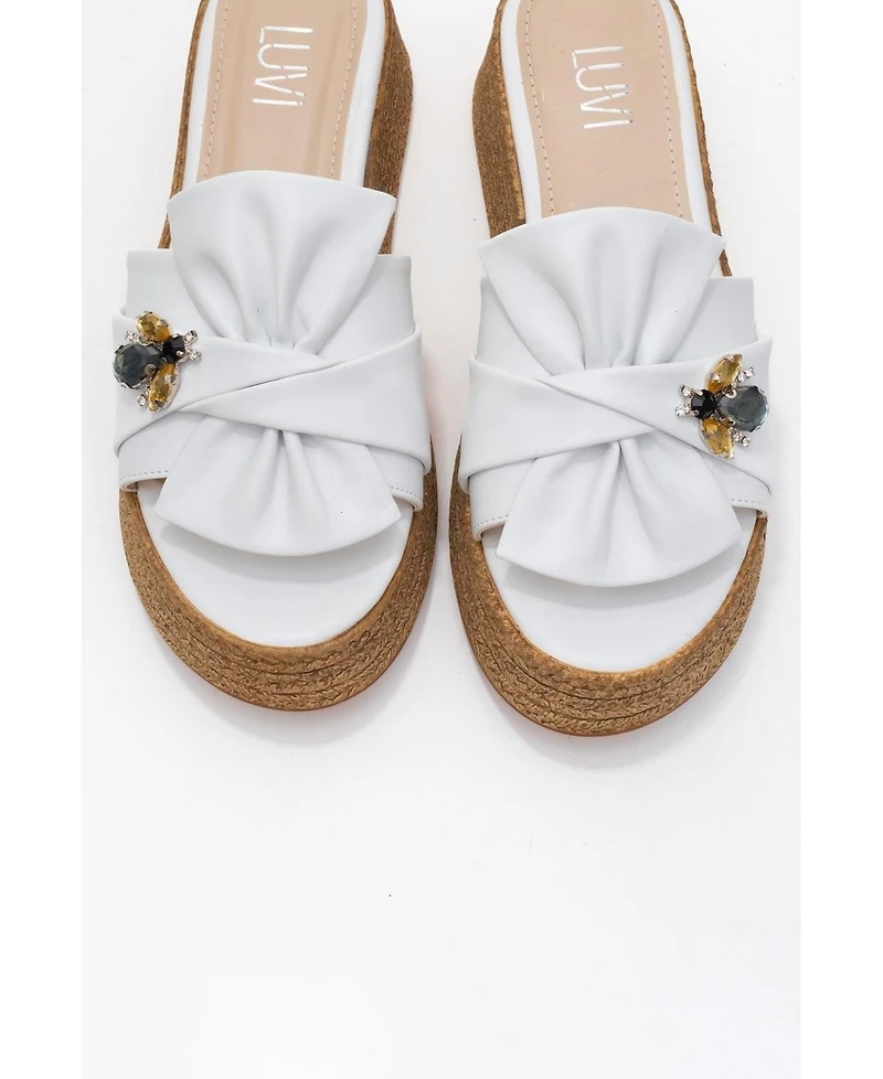 Prologue Shoes Shara Braided Bow & Bee Buckle Platform Sandal (Women)