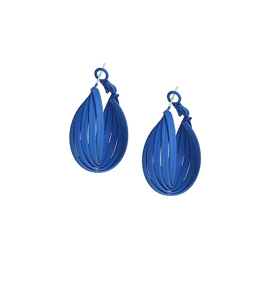 Sohi Women's Blue Petal Hoop Earrings