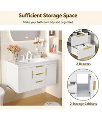 Lovmor 36inch Wall Mounted Bathroom Vanity Floating Bathroom Storage Cabinet with 2 Drawers Solid Wood Bathroom Cabinet Same as N710S236003K