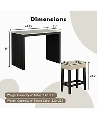 Boyel Living 3-Piece Bar Table and Chairs Set Tall Dining Table with Upholstered Bar Stool for Living Room Kitchen