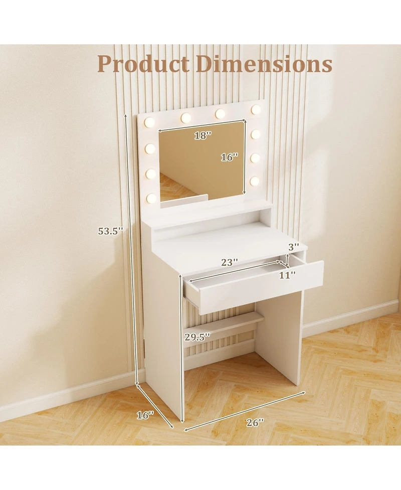Volenca Vanity Desk with Adjustable Brightness and 3 Light Modes for Bedroom
