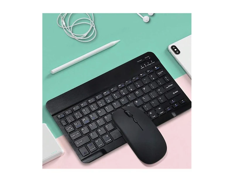 Ultra-Thin Portable Keyboard and Mouse Set - Bluetooth Keyboard and Wireless Matte Mouse with Laptop and Tablet, Three Systems Compatible