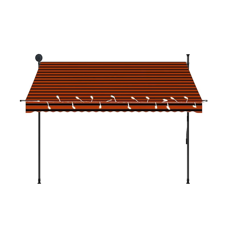 Retractable Awning Orange and Brown Polyester with Pu coating, Steel