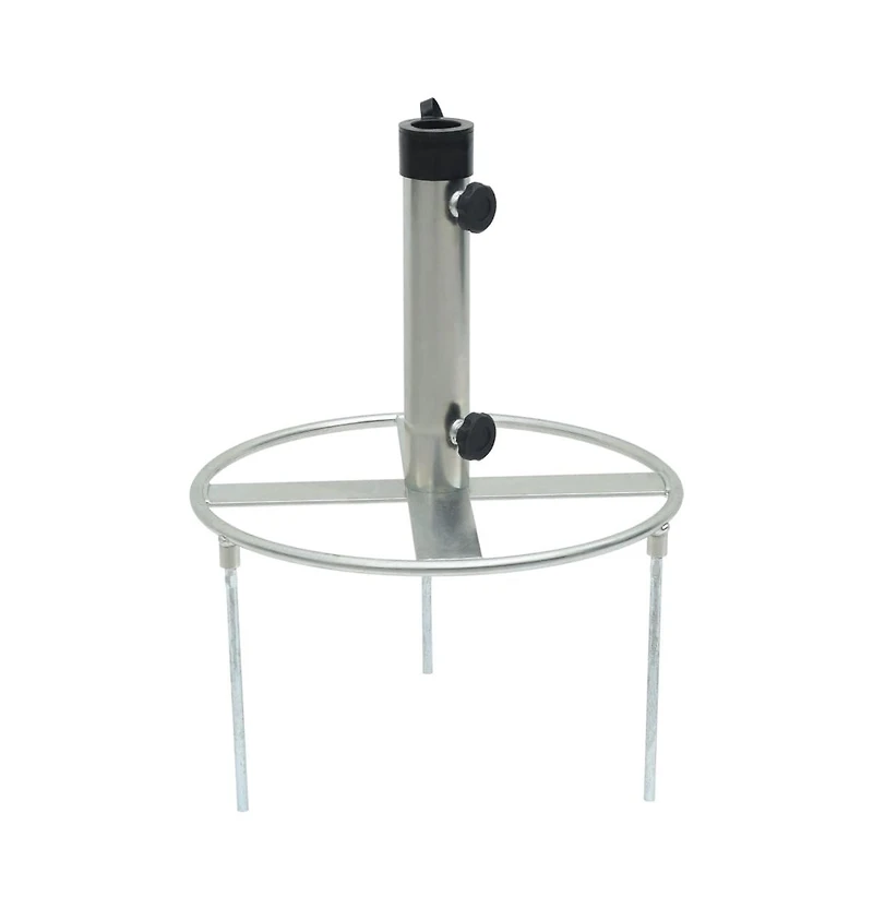 vidaXL Parasol Base with Ground Spikes for Ø1.5"/1.9" Silver Steel
