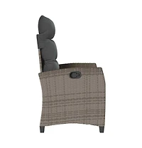 vidaXL Reclining Garden Chair Grey Pe rattan Medium Height-Adjustable