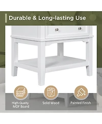 Bathroom Vanity With Sink Bathroom Storage Cabinet with Drawer and Open Shelf Solid Wood Frame White